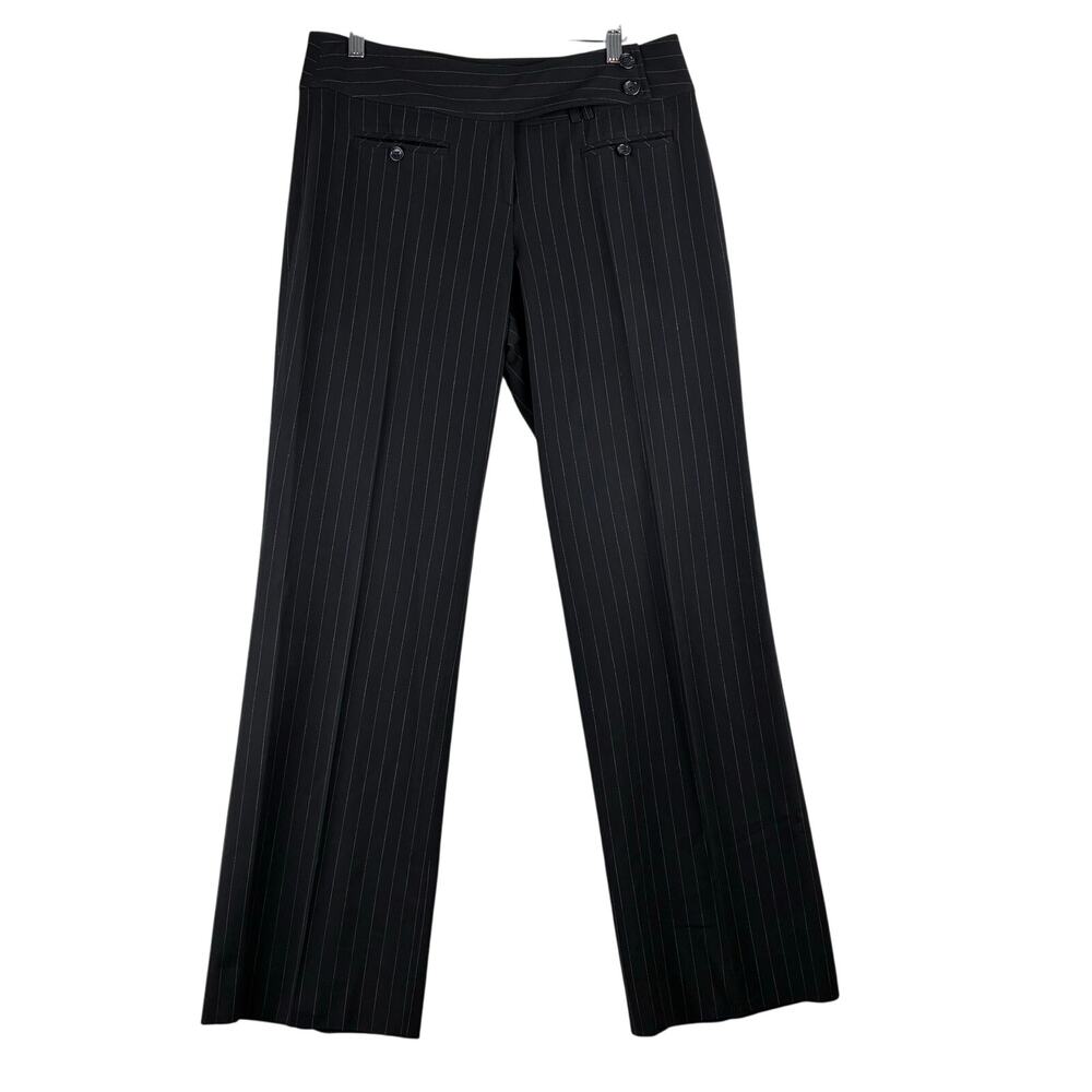 Donna Degnan Pinstripe Straight Leg Trouser Pants Women's 32 Slacks Front Crease